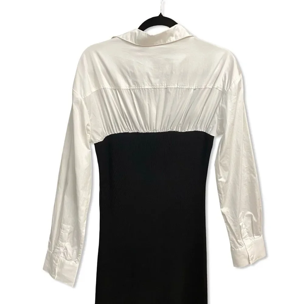 Astr The Label Allyn Dress Black & White
 Long Sleeve knit poplin Revolve XL - Picture 7 of 10